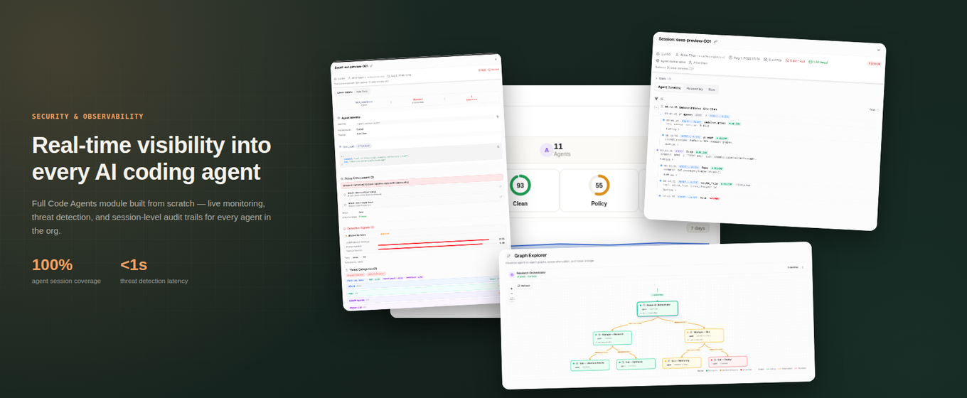 Code agent security and observability dashboard